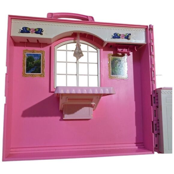 Vintage Barbie Happy Family Doll House Mattel 1998 Kitchen Pink Fold Up - Picture 8 of 11